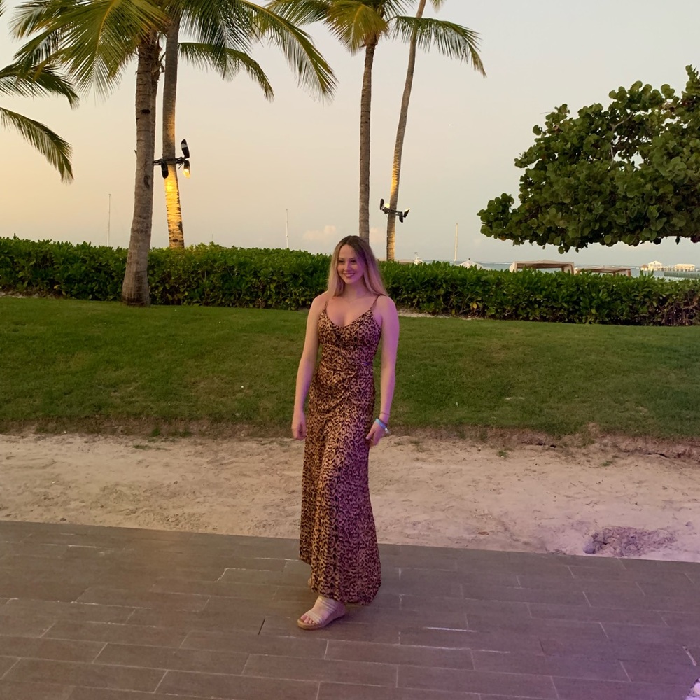 Leopard Print Maxi Slip Dress - Brown/Black - Picture 6 of 7